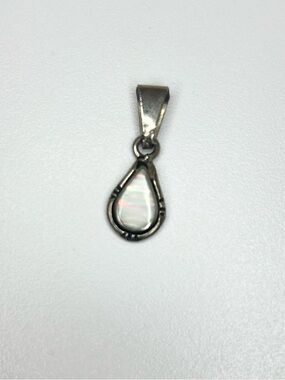 .925 Sterling Silver Teardrop Mexican Opal Pendant